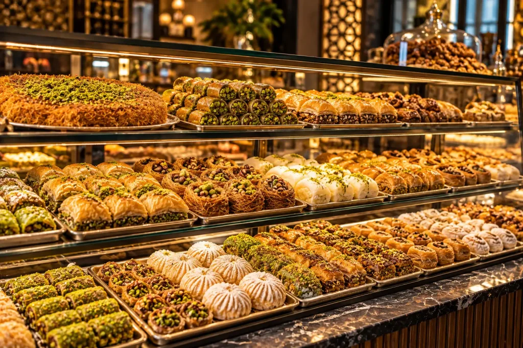 Vitrine mit orientalischem Gebäck (Symbolbild)